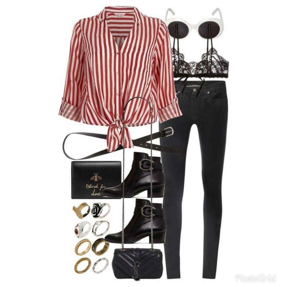 White Orande Stripped Blouse